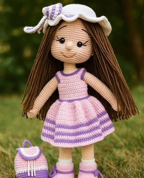 Şapkalı Şeker Kız Amigurumi Organik Oyuncak ürün görseli 1