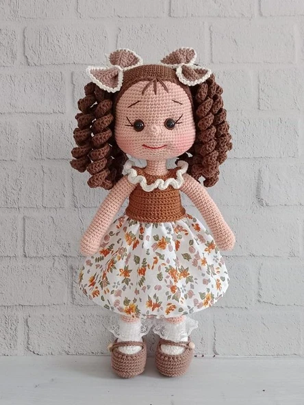 Gazel Kıvırcık Saçlı Karnaval Bebek Amigurumi Organik Oyuncak ürün görseli 1