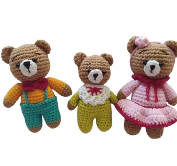 Ayıcık Ailesi Amigurumi Organik Oyuncak ürün görseli 1