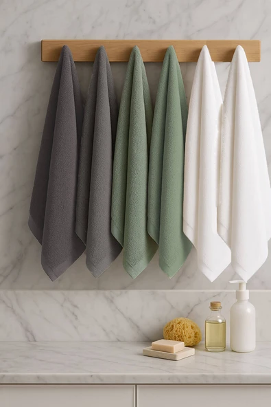 6 lı Softtouch El Yüz Banyo Havlusu Seti %100 Pamuklu 50x90 Cm ürün görseli 1