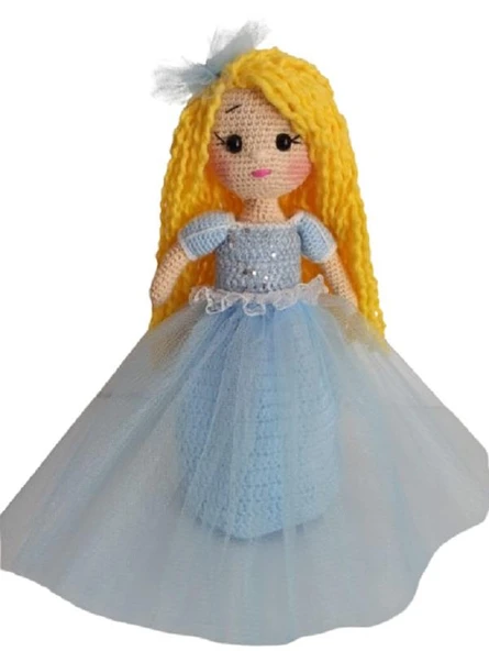 Mavi Prenses Rosa Bebek Amigurumi Organik Oyuncak ürün görseli 1