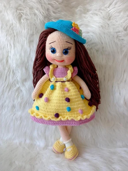 Mavi Şapkalı Çitlembik Bebek Amigurumi Organik Oyuncak ürün görseli 1