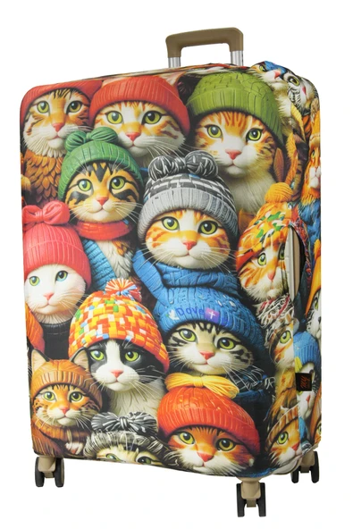 (My#147 ŞAPKALI KEDİ) VALİZ İÇİN KILIF ürün görseli 1