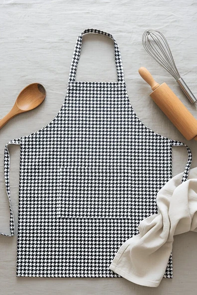 Siyah Beyaz Kazayağı Gabardin Kumaş Mutfak Aşçı Önlüğü Master Chef ürün görseli 1