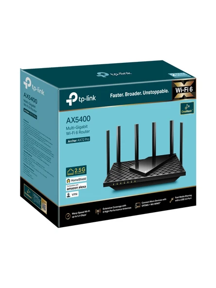 TP-Link Archer AX72 Pro 4 Port 5400 Mbps Router - Resim 2