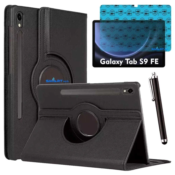 Samsung Galaxy Tab S9 FE Uyumlu Tablet Kılıfı Ekran Koruyucu Kalem Set Siyah ürün görseli 1