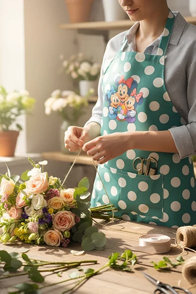 Su Yeşili Gabardin Puantiyeli Kumaş Mutfak Aşçı Önlüğü Master Chef ürün görseli 1