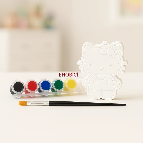 Ehobici Taş Boyama Seti Hello Kitty 6 Renk Akrilik Boya 5ml + Fırça ürün görseli 1