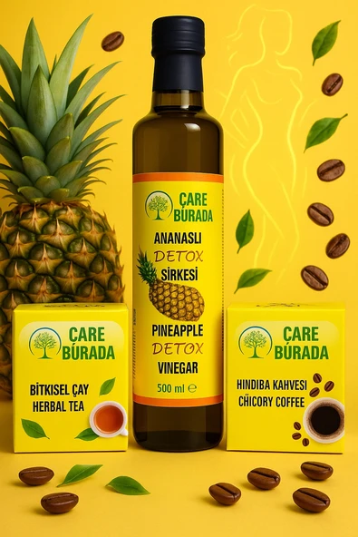 Çare Burada - DETOKS SETİ (Detoks Hindiba Kahvesi + Detoks Bitkisel Çay+ Ananaslı Detoks Sirkesi) ürün görseli 1