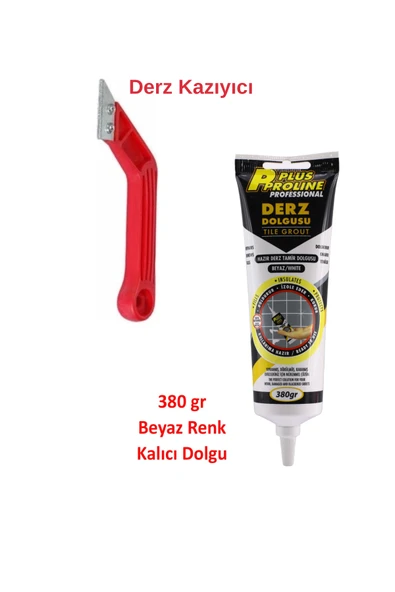 Faynas Beyaz Derz Yenileme Seti – 380 gr Derz Dolgu + Derz Kazıyıcı | Fayans & Seramik Derz Temizleme ve Onarım (2'li Set) ürün görseli 1
