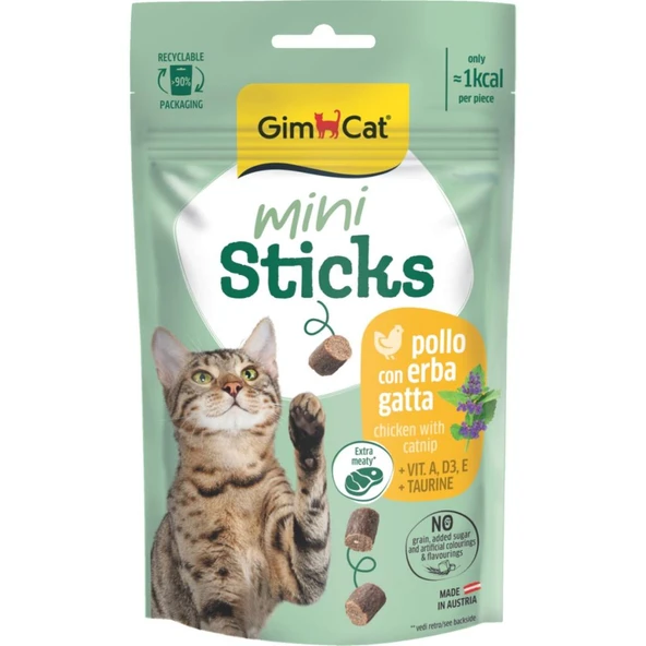 Gimcat Mini Sticks Kedi Otlu&Tavuklu Ödül Çubukları 50 gr ürün görseli 1