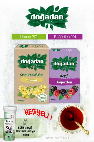 Doğadan Ihlamur ve Böğürtlenli Karışık Meyve Poşet Çay ve Rosie Hediyeli ürün görseli 1