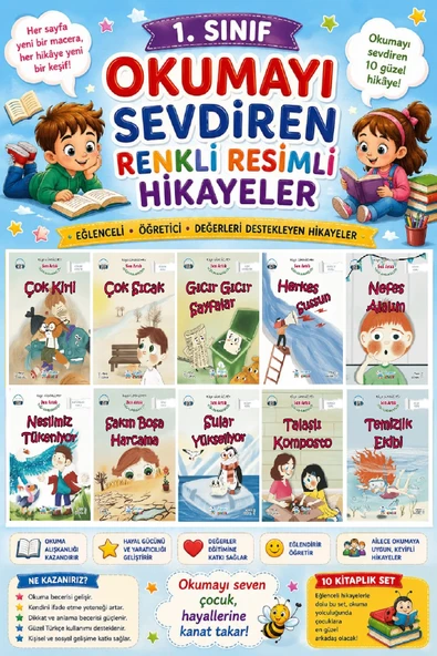 1. Sınıf Okumayı Sevdiren Renkli Resimli Hikayeler 19- 10 Kitap ürün görseli 1