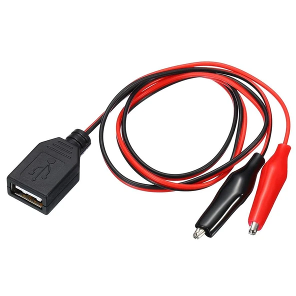 Powermaster Pm-28659 Usb Dişi Küçük Krokodil Uçlu 5V 2A Test Kablosu 60 CM Akü Maşası Usb Kablo ürün görseli 1