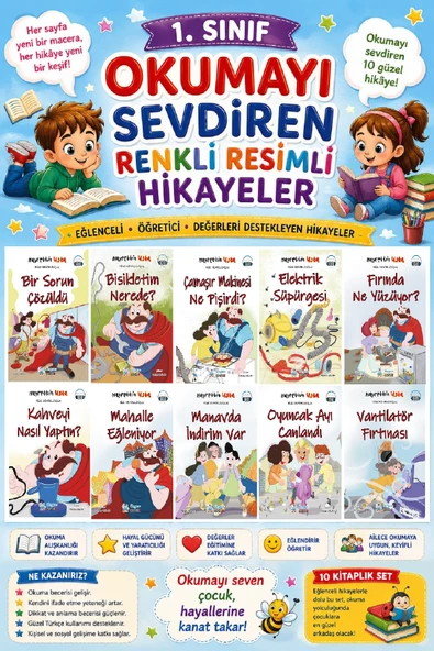 1. Sınıf Okumayı Sevdiren Renkli Resimli Hikayeler 20 - 10 Kitap ürün görseli 1