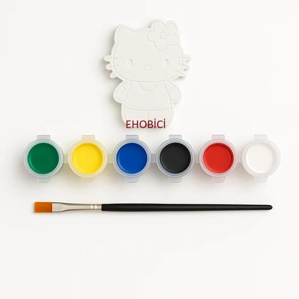 Ehobici Taş Boyama Seti Hello Kitty 6 Renk Akrilik Boya 5ml + Fırça ürün görseli 1