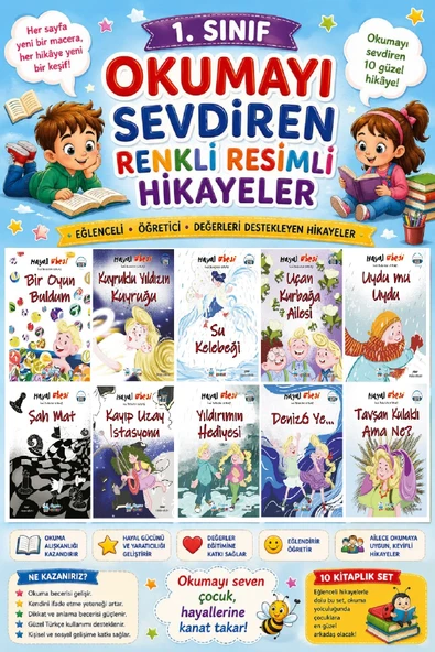 1. Sınıf Okumayı Sevdiren Renkli Resimli Hikayeler 23- 10 Kitap ürün görseli 1