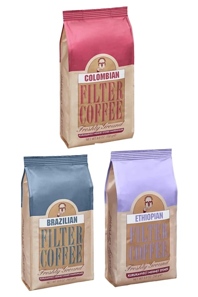 Mehmet Efendi COLOMBİAN BRAZİLİAN ETHİOPİAN FİLTRE KAHVE 250 GR 1ER ADET ürün görseli 1