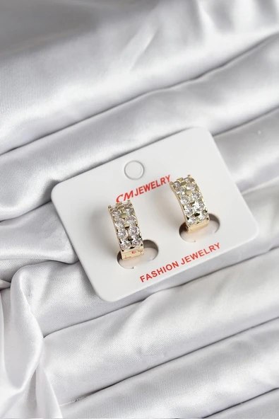14K Gold Renk Kaplama Zirkon Taşlı CM Kadın Küpe - TJ-BKP11419 ürün görseli 1
