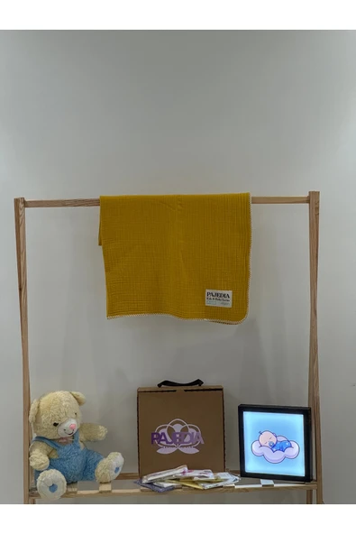 %100 Organik Pamuk 4 Kat Müslin Bebek Müslin & Çocuk Müslin Battaniyesi 100x120 cm Çoban Dikişli ürün görseli 1