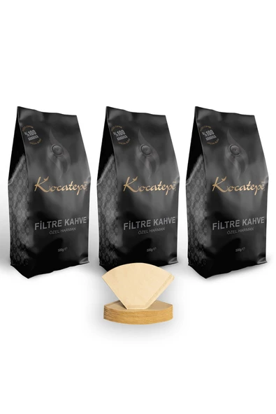 KOCATEPE KAHVE Filtre Kahve 3 X 500 Gr + Folyo Filtre Kağıdı Hediye ürün görseli 1