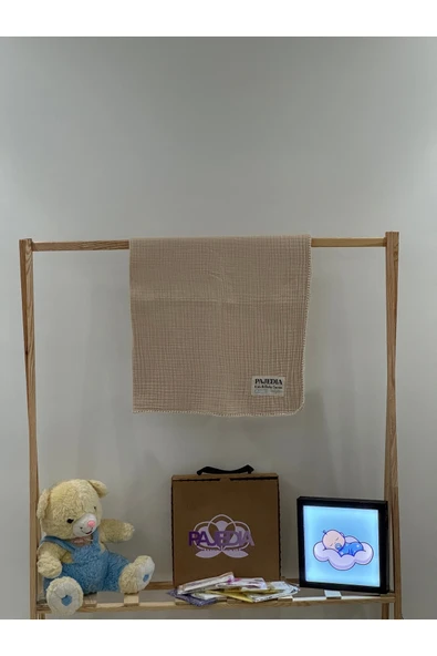 %100 Organik Pamuk 4 Kat Müslin Bebek Müslin & Çocuk Müslin Battaniyesi 100x120 cm Çoban Dikişli ürün görseli 1