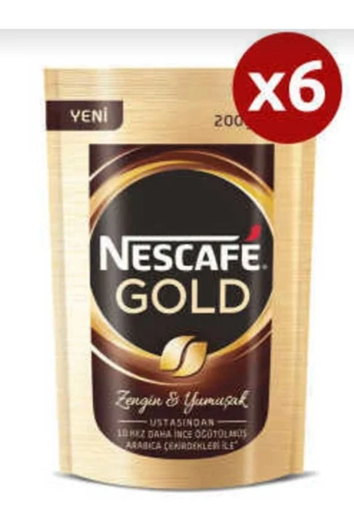 Nescafe Gold Ekonomik Paket 200 Gr X 6 Paket ürün görseli 1