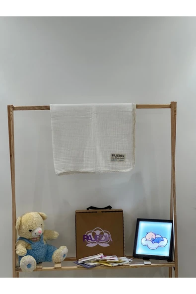 %100 Organik Pamuk 4 Kat Müslin Bebek Müslin & Çocuk Müslin Battaniyesi 100x120 cm Çoban Dikişli ürün görseli 1