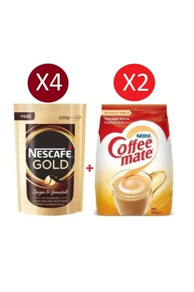 Nescafe Gold 200 Gr (4 Paket ) + Nestle Coffee Mate 500 Gr (2 Paket) ürün görseli 1
