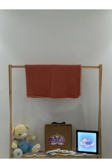 %100 Organik Pamuk 4 Kat Müslin Bebek Müslin & Çocuk Müslin Battaniyesi 100x120 cm Çoban Dikişli ürün görseli 1