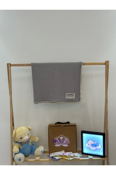 %100 Organik Pamuk 4 Kat Müslin Bebek Müslin & Çocuk Müslin Battaniyesi 100x120 cm Çoban Dikişli ürün görseli 1