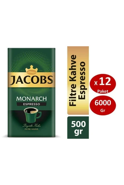 Jacobs Monarch Espresso Filtre Kahve 500 Gr X 12li Set ürün görseli 1