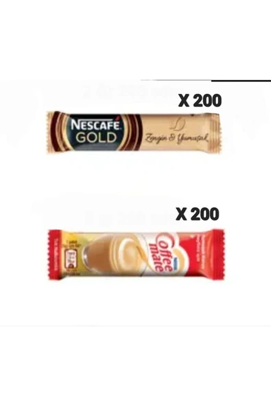 Nescafe Gold 2gr 200'lü + Nestle Coffee Mate 5gr 200'lü ürün görseli 1