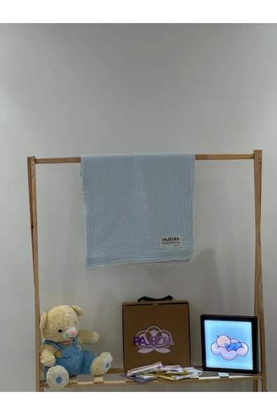 %100 Organik Pamuk 4 Kat Müslin Bebek Müslin & Çocuk Müslin Battaniyesi 100x120 cm Çoban Dikişli ürün görseli 1