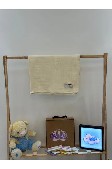 %100 Organik Pamuk 4 Kat Müslin Bebek Müslin & Çocuk Müslin Battaniyesi 100x120 cm Çoban Dikişli ürün görseli 1