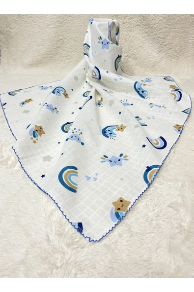 Çok Amaçlı Müslin Örtü 75x85cm Yeni Doğan & Bebek & Çocuk Gökkuşağı Müslin Bez & Müslin Battaniye ürün görseli 1
