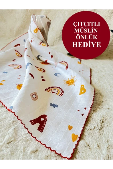 Çok Amaçlı Müslin Örtü 80x90 Cm Yeni Doğan&bebek&çocuk Gökkuşağı Harfli Müslin Bez&müslin Battaniye ürün görseli 1