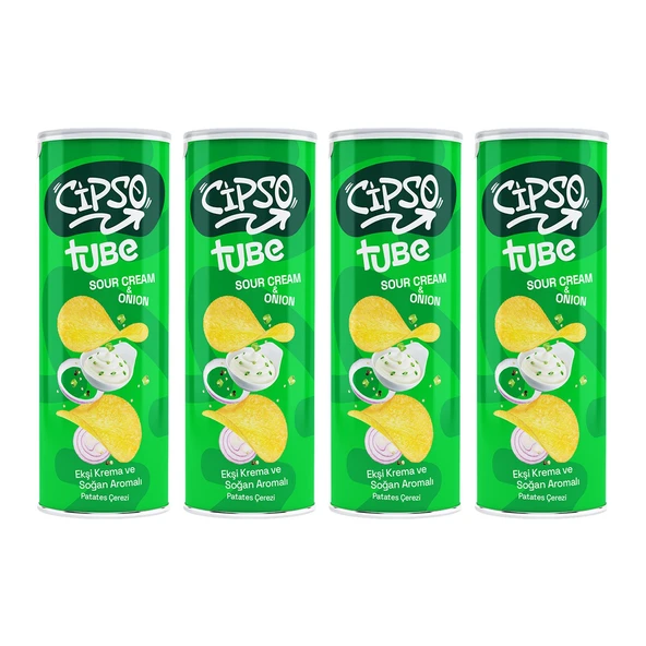 Cipso Tube Ekşi Krema&Soğan Aromalı Cips 160 gr x 4 Adet ürün görseli 1