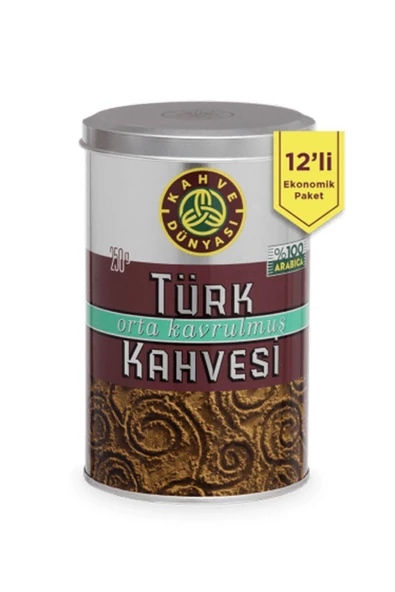 Kahve Dünyası Orta Kavrulmuş Türk Kahvesi 250 gr. 12'li ürün görseli 1