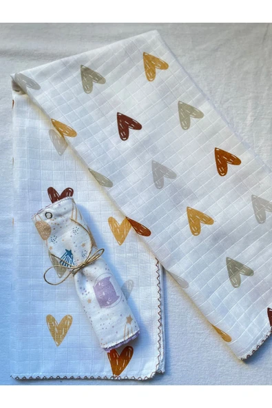 Çok Amaçlı Müslin Örtü 80x90 Cm Çıtçıtlı Müslin Omuz Örtüsü Hediyeli Bebek & Çocuk & Yeni Doğan ürün görseli 1