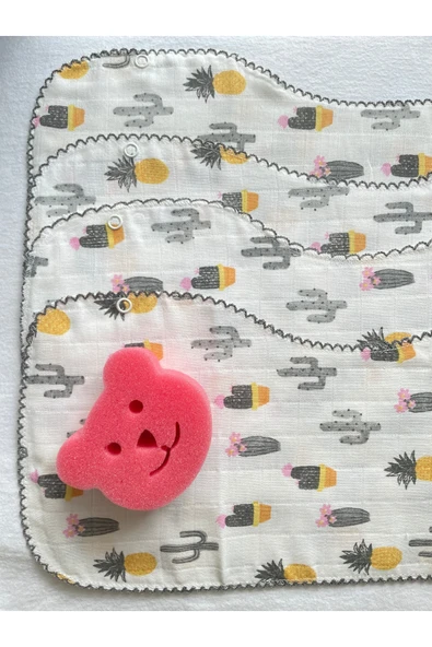 Müslin Çift Katlı Çıtçıtlı Mama Önlüğü Omuz Örtüsü Banyo Süngeri ürün görseli 1