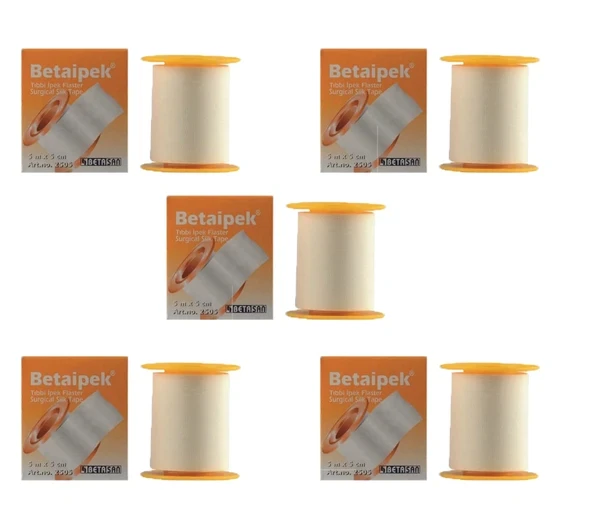 Betasan Betaipek Flaster Tıbbi İpek Sabitleme Bandı 5 M x 5 cm (5 KUTU) ürün görseli 1