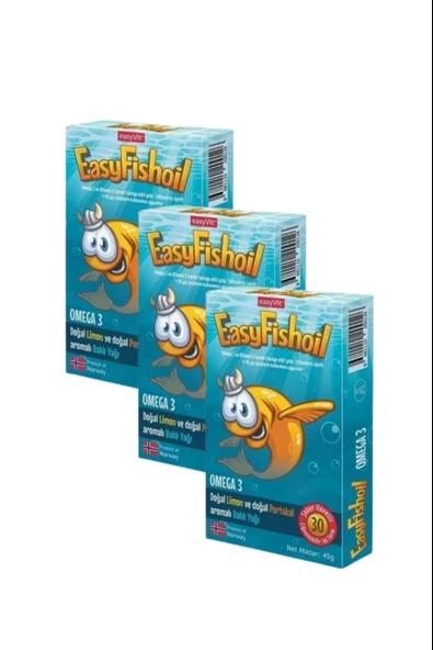 EasyFishoil Çocuk Portakal Aromalı 30 Çiğneme Tablet 3 Adet ürün görseli 1