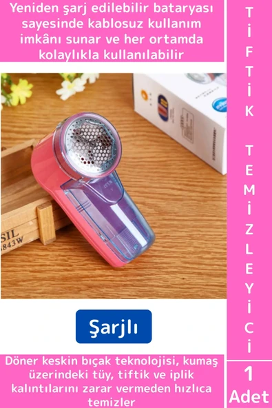 Pratik Hızlı Temizlik Giysi Kumaş Zarar Vermez Kablosuz Kullanım Şarjlı Tüy İplik Tiftik Temizleyici ürün görseli 1