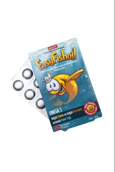 EasyFishoil Çocuk Portakal Aromalı 30 Çiğneme Tablet ürün görseli 1