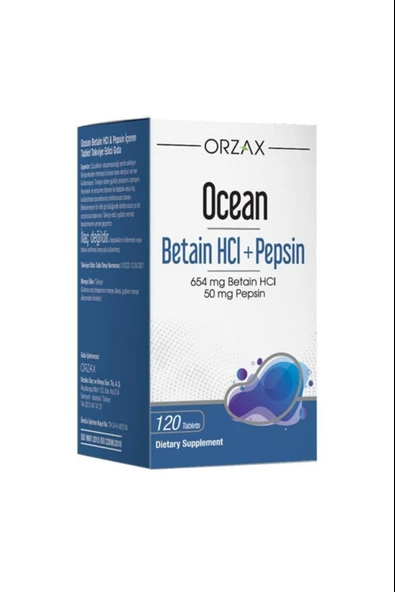 Ocean Betain HCI+ Pepsin Takviye Edici Gıda 120 Tablet ürün görseli 1