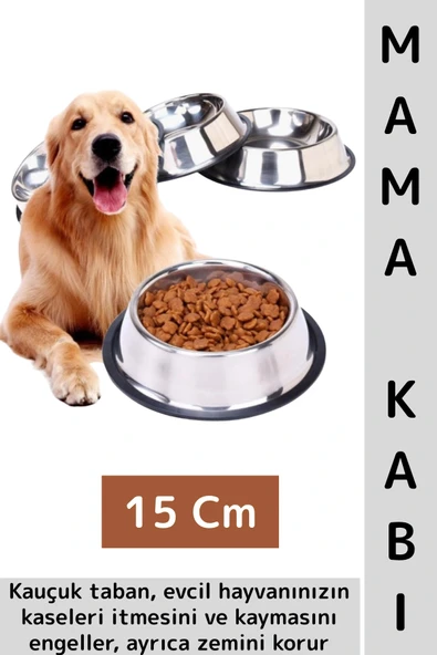 Premium Yüksek Kaliteli Dayanıklı Kaymaz Kauçuk Taban Evcil Hayvan Kedi Köpek Mama Su Kabı 15 Cm ürün görseli 1