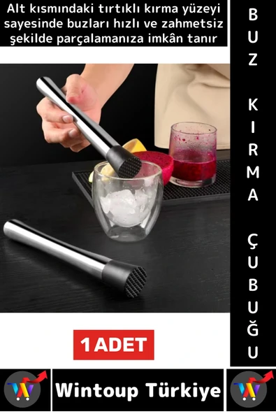 Uzun Ömürlü Ergonomik Tutuş İçecek Kokteyl Bar Meyve Ezme Tırtıklı Zahmetsiz Buz Kırma Çubuğu ürün görseli 1