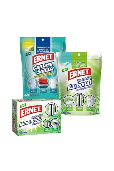 Temizlik Için Karbonat 1.5 Kg + Temizlik Için Limon Tuzu 100 Gr + Çamaşır Sodası 2 Kg 3 Lü Set ürün görseli 1