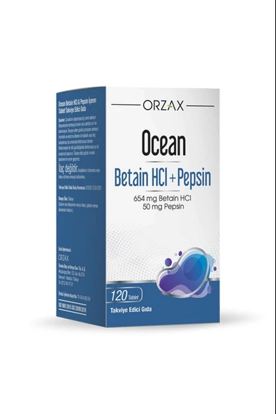 Ocean Betain HCI+ Pepsin Takviye Edici Gıda 120 Tablet ürün görseli 1